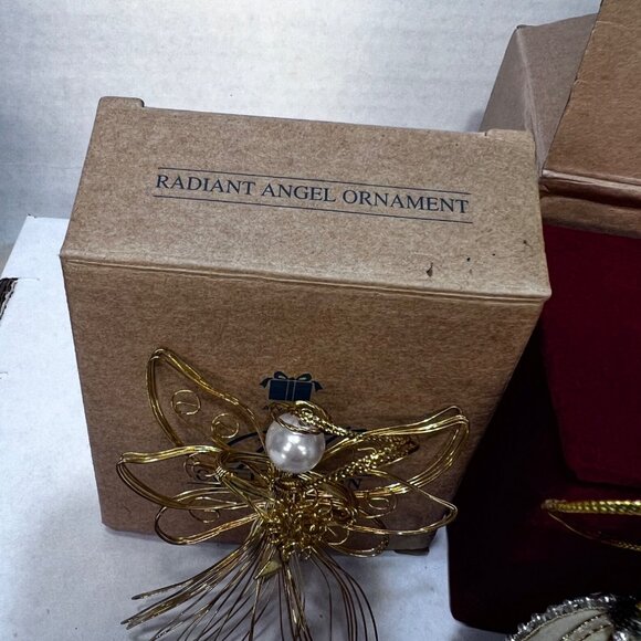 Radiant Holiday Ornament Set - Angel Ruby & Ivory Baubles With Tassels Velvet & - Picture 2 of 5